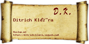 Ditrich Klára névjegykártya